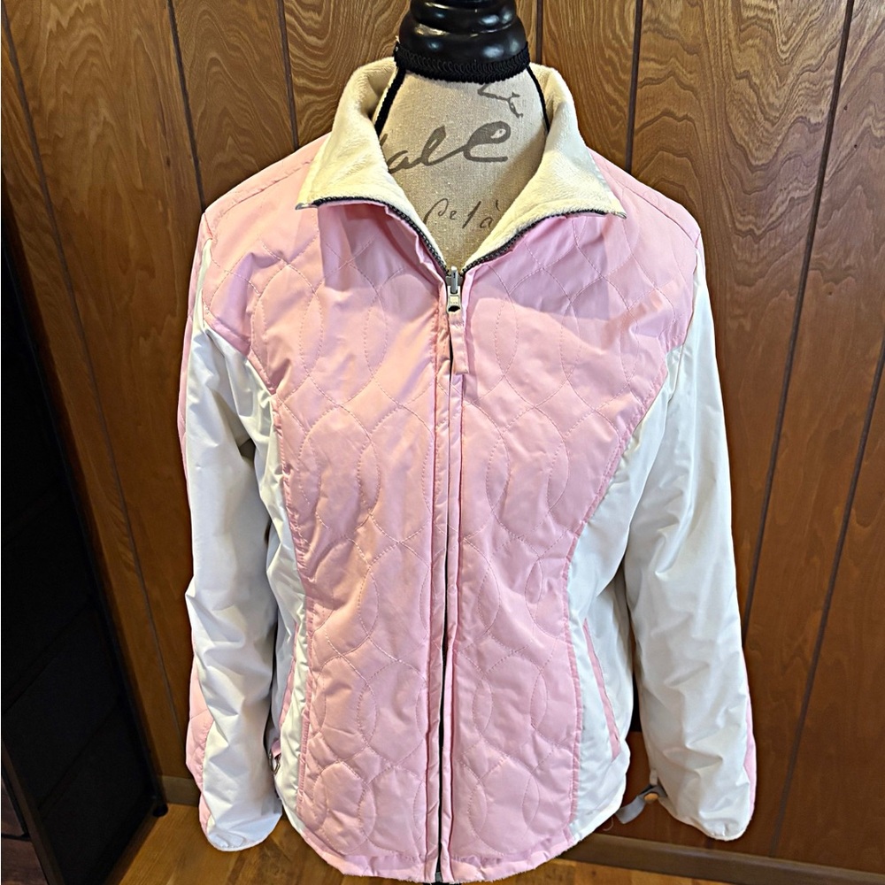 Natural Reflections 3 in 1, Pink and White Ski Jacket with Quilted Insulation